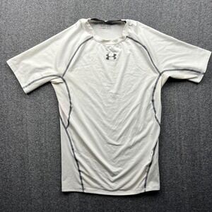 Under Armour Compression Shirt Womens Large White HeatGear Short Sleeve 3104